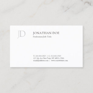 Carte De Visite Moderne modèle simple blanc de monogramme créatif