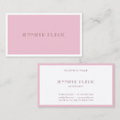 Carte De Visite Moderne Modèle tendance Elégant couleur Rose (Devant / Derrière)