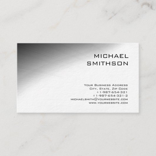 Carte de visite moderne moderne noir blanc gris (Devant)