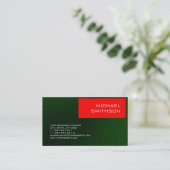 Carte de visite moderne moderne Red Stripe Green (Debout devant)
