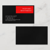 Carte de visite moderne moderne Red Stripe noir gr (Devant / Derrière)
