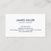 Carte De Visite Moderne moderne tendance Luxe blanc et bleu (Dos)