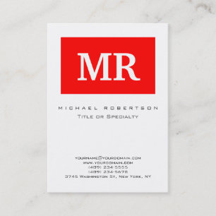 Carte de visite moderne monochrome rouge blanc