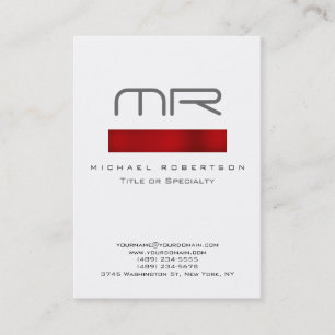 Carte de visite moderne monochrome rouge blanc