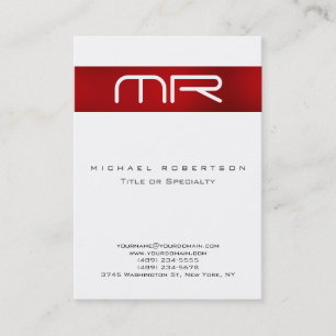 Carte de visite moderne monochrome rouge blanc