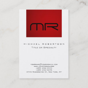 Carte de visite moderne monochrome rouge blanc