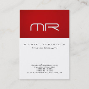 Carte de visite moderne monochrome rouge blanc