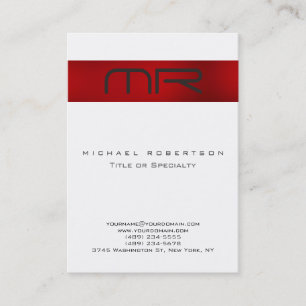 Carte de visite moderne monochrome rouge blanc