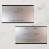 Carte De Visite Moderne Monogram Gold Silver Elegant Modèle Luxe (Devant / Derrière)