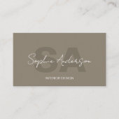 Carte De Visite Moderne Monogram Taupe Professionnel (Devant)