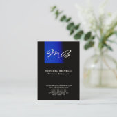 Carte de visite moderne monogramme bleu grassouill (Debout devant)