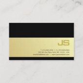 Carte De Visite Moderne Monogramme Chic Black Gold Plain Luxe (Dos)
