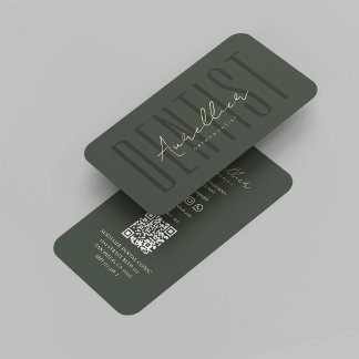 Carte De Visite Moderne Monogramme Dentiste Orthodontiste Vert Or