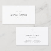 Carte De Visite Moderne Monogramme Design Elite Sleek Plain Luxe (Devant / Derrière)