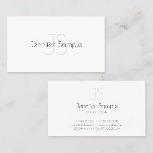 Carte De Visite Moderne Monogramme Design Elite Sleek Plain Luxe (Devant / Derrière)