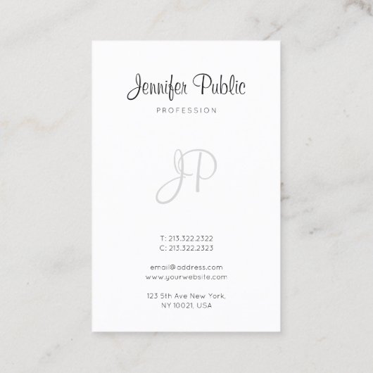 Carte De Visite Moderne Monogramme Élégant Design manuscrit élégan (Dos)