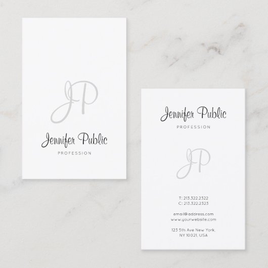 Carte De Visite Moderne Monogramme Élégant Design manuscrit élégan (Devant / Derrière)