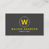 Carte De Visite Moderne (Monogramme) Gris et mat Noir (Devant)