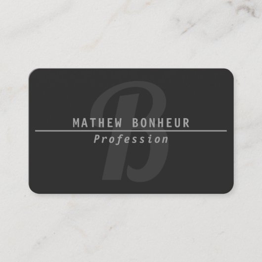 Carte De Visite Moderne Monogramme Hommes, Gris (Devant)