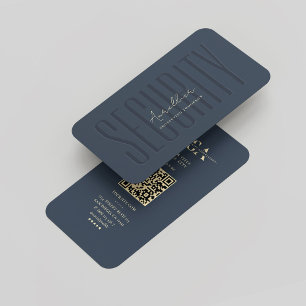 Carte De Visite Moderne Monogramme Ingénieur de sécurité bleu fonc