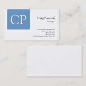 Carte de visite moderne Monogramme moderne bleu te (Devant / Derrière)