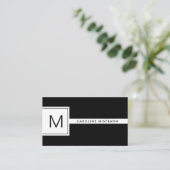 Carte De Visite Moderne Monogramme Noir & Blanc Professionnel (Debout devant)