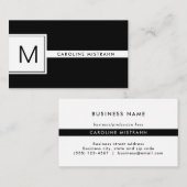 Carte De Visite Moderne Monogramme Noir & Blanc Professionnel (Devant / Derrière)