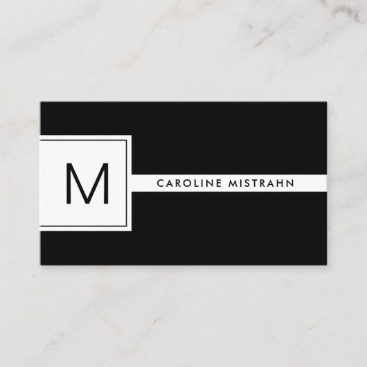 Carte De Visite Moderne Monogramme Noir & Blanc Professionnel (Devant)