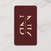 Carte De Visite Moderne Monogramme Professionnel Rouge Marron Doré (Devant)