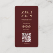 Carte De Visite Moderne Monogramme Professionnel Rouge Marron Doré (Dos)