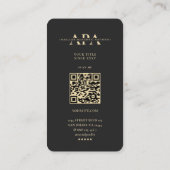 Carte De Visite Moderne Monogramme Prothétique Prothétiste Noir Or (Dos)