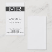 Carte de visite Moderne Monogramme Rayure Grise Bl (Devant / Derrière)