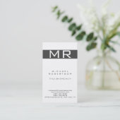 Carte de visite Moderne Monogramme Rayure Grise Bl (Debout devant)