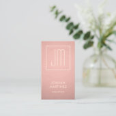 Carte De Visite Moderne Monogramme Rose Gold Faux Foil Vertical (Debout devant)