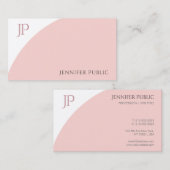 Carte De Visite Moderne Monogramme rose rose blanc Élégant Simple (Devant / Derrière)