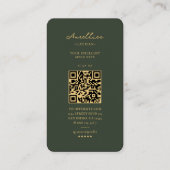 Carte De Visite Moderne Moss Green Gold Monogramme professionnel (Dos)