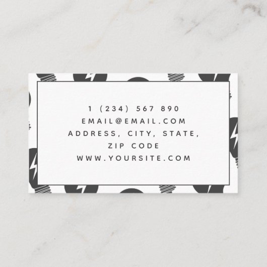 Carte De Visite Moderne Motif d'ampoule Électricien Maintenance (Dos)