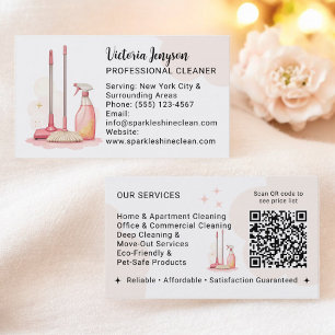 Carte De Visite Moderne Nettoyeur Professionnel ménage Code Qr