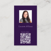 Carte De Visite Moderne Nice de vous rencontrer violet QR Code soc (Dos)