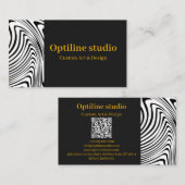 Carte de visite moderne noir blanc Op Art (Devant / Derrière)