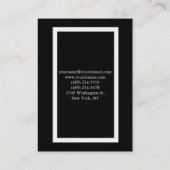 Carte de visite moderne noir blanc vertical (Dos)