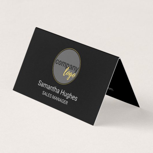 CARTE DE VISITE MODERNE NOIR COMPANY LOGO FOLDED (Devant)