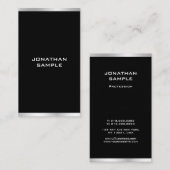 Carte De Visite Moderne Noir Et Argent Professionnel Élégant (Devant / Derrière)