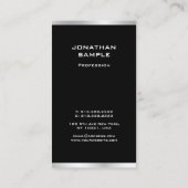 Carte De Visite Moderne Noir Et Argent Professionnel Élégant (Dos)