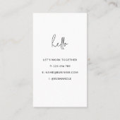 Carte de visite moderne noir et blanc (Dos)