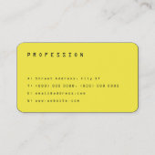 carte de visite moderne noir et jaune (Dos)