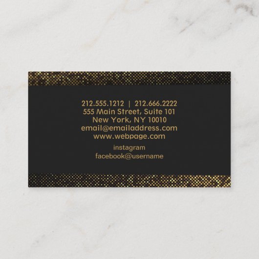 Carte de visite moderne noir et or (Dos)