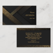 Carte de visite moderne noir et or (Devant / Derrière)