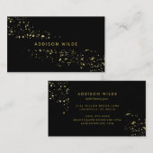 Carte De Visite Moderne Noir Et Or Flakes Chic Élégant (Devant / Derrière)