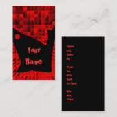Carte de visite moderne noir et rouge par Ginette (Devant / Derrière)